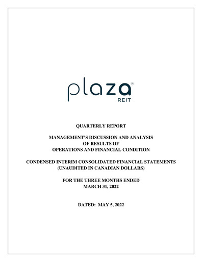 Miniature Plaza Retail REIT Rapport trimestriel 2022-q1