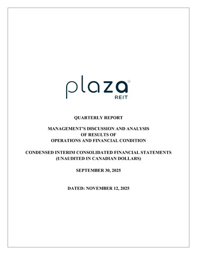 Miniature Plaza Retail REIT Rapport trimestriel 2025-q3