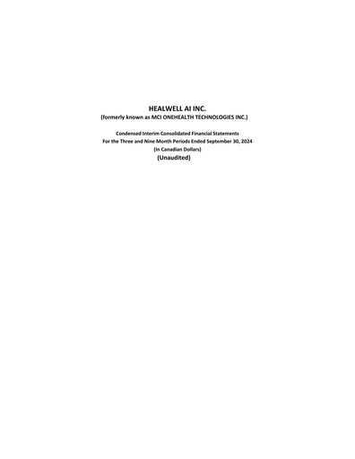 Thumbnail Healwell AI Financial Statement 2024-q3