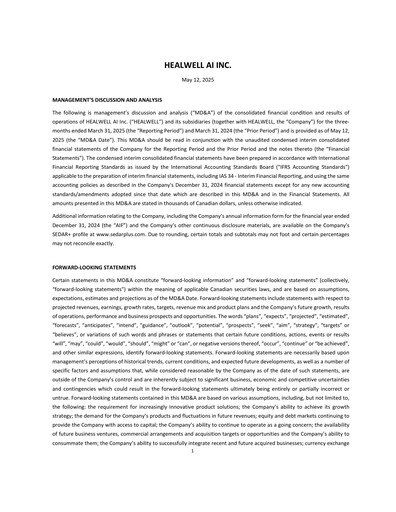 Thumbnail Healwell AI Quarterly Report 2025-q1