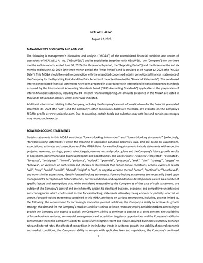 Thumbnail Healwell AI Quarterly Report 2025-q2