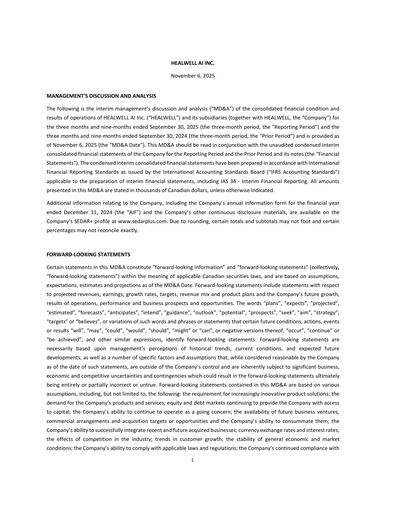 Thumbnail Healwell AI Quarterly Report 2025-q3