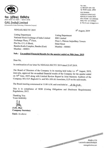 Thumbnail GAIL Quarterly Report 2019-q1