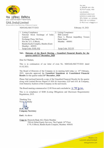 Thumbnail GAIL Quarterly Report 2020-q3