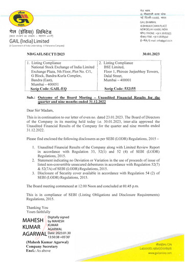 Thumbnail GAIL Quarterly Report 2022-q3