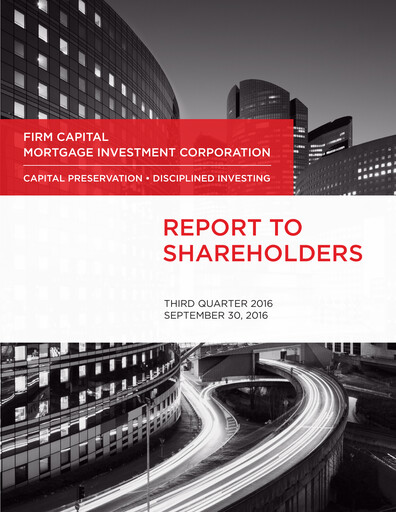 Thumbnail Firm Capital Mortgage Investment Corporation Quarterly Report 2016-q3