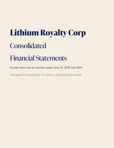 Vorschaubild Lithium Royalty Corp. Quartalsbericht 2025-q2
