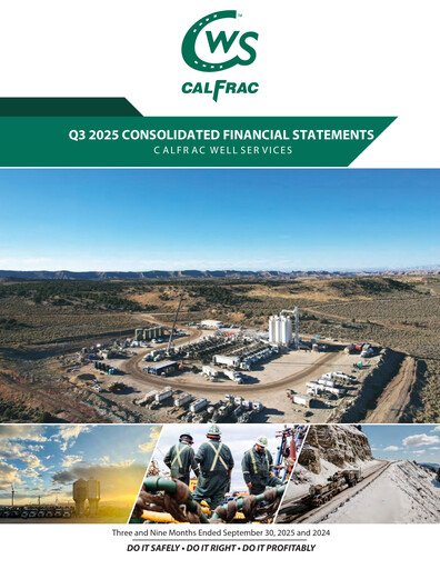 Thumbnail Calfrac Well Services Financial Statement 2025-q3