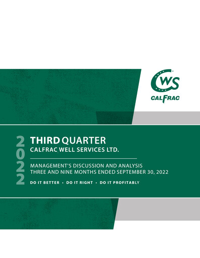 Thumbnail Calfrac Well Services Quarterly Report 2022-q3