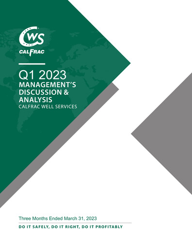 Thumbnail Calfrac Well Services Quarterly Report 2023-q1