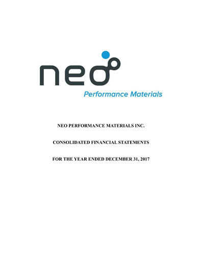 Miniature Neo Performance Materials Bilan financier 2017