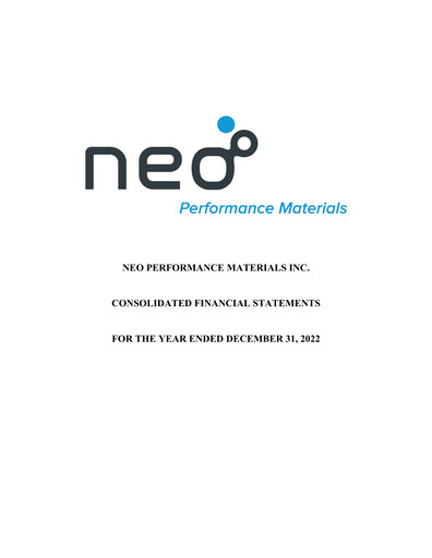 Miniature Neo Performance Materials Bilan financier 2022