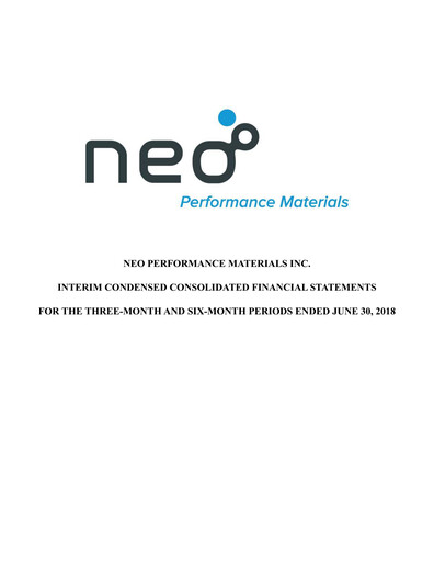 Miniature Neo Performance Materials Rapport trimestriel 2018-q2