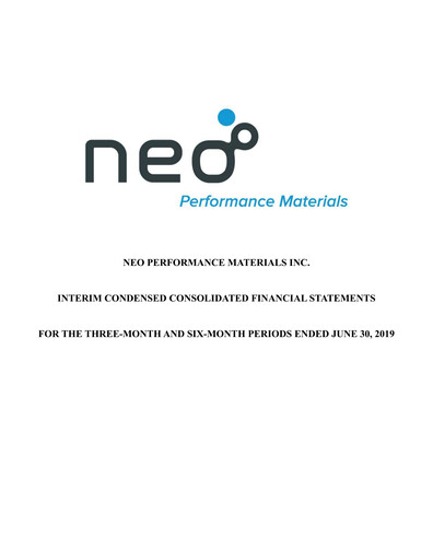 Miniature Neo Performance Materials Rapport trimestriel 2019-q2