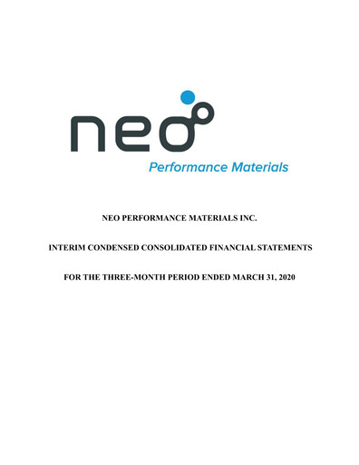 Miniature Neo Performance Materials Rapport trimestriel 2020-q1