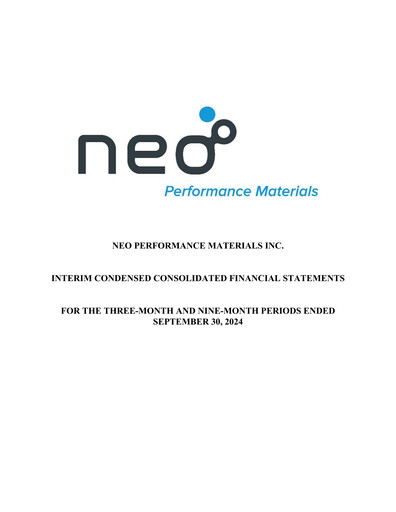 Miniature Neo Performance Materials Rapport trimestriel 2024-q3