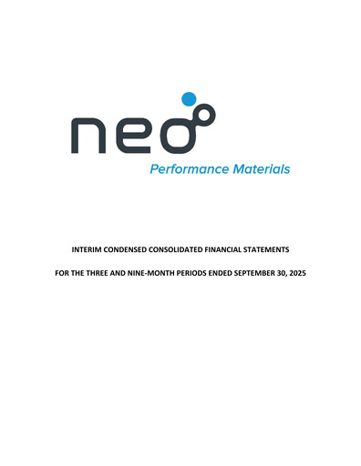 Miniature Neo Performance Materials Rapport trimestriel 2025-q3
