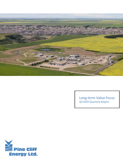 Miniature Pine Cliff Energy Rapport trimestriel 2025-q3