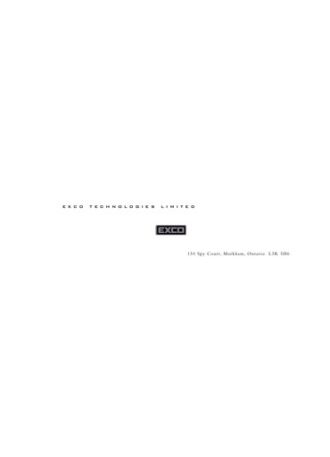 Thumbnail Exco Technologies Limited Annual Report 2000