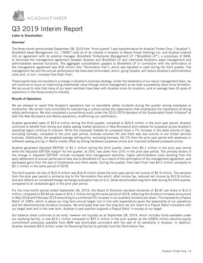 Vorschaubild Acadian Timber Quartalsbericht 2019-q3