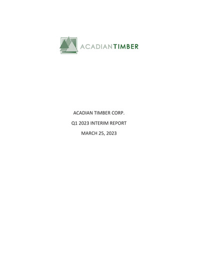 Vorschaubild Acadian Timber Quartalsbericht 2023-q1
