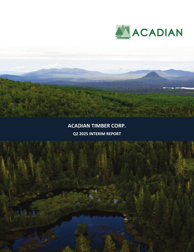 Vorschaubild Acadian Timber Quartalsbericht 2025-q2