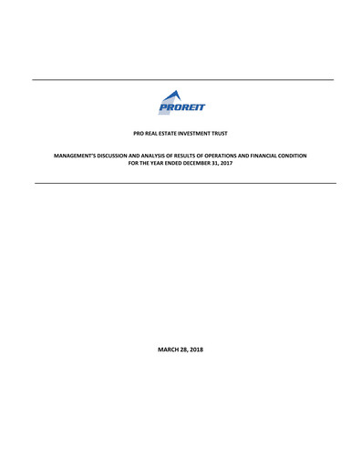 Thumbnail Pro Real Estate Investment Trust Financial Report 2017