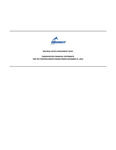 Thumbnail Pro Real Estate Investment Trust Financial Statement 2013
