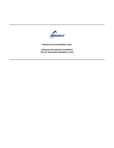 Thumbnail Pro Real Estate Investment Trust Financial Statement 2015