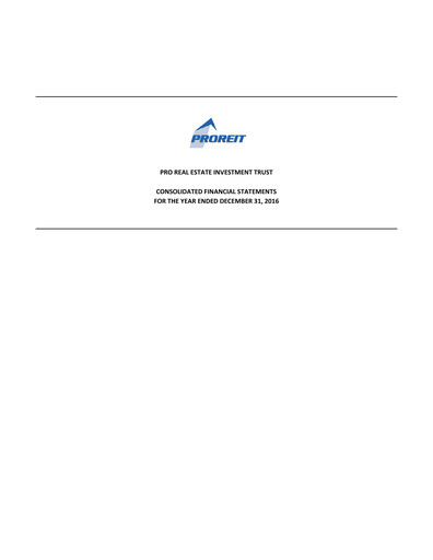 Thumbnail Pro Real Estate Investment Trust Financial Statement 2016