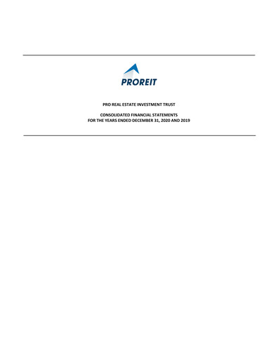 Thumbnail Pro Real Estate Investment Trust Financial Statement 2020