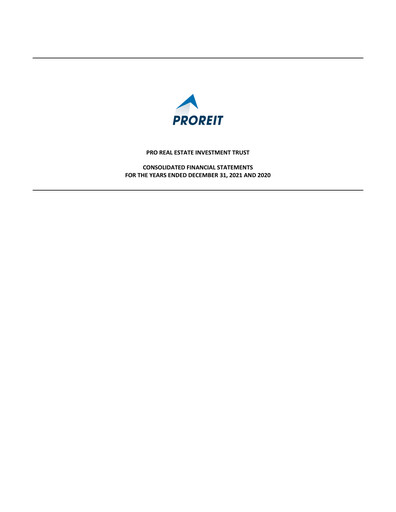 Thumbnail Pro Real Estate Investment Trust Financial Statement 2021