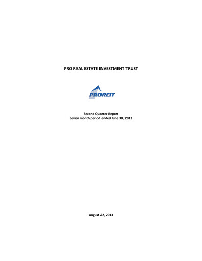Thumbnail Pro Real Estate Investment Trust Quarterly Report 2013-q2