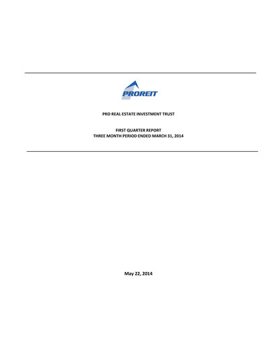 Thumbnail Pro Real Estate Investment Trust Quarterly Report 2014-q1