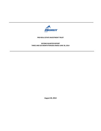 Thumbnail Pro Real Estate Investment Trust Quarterly Report 2014-q2