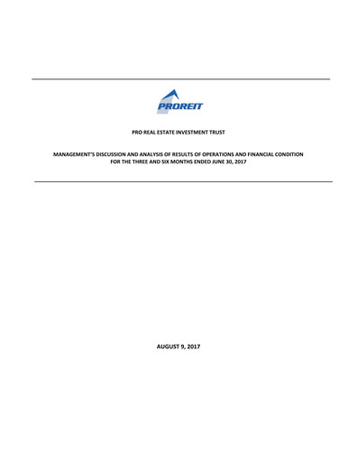 Thumbnail Pro Real Estate Investment Trust Quarterly Report 2017-q2