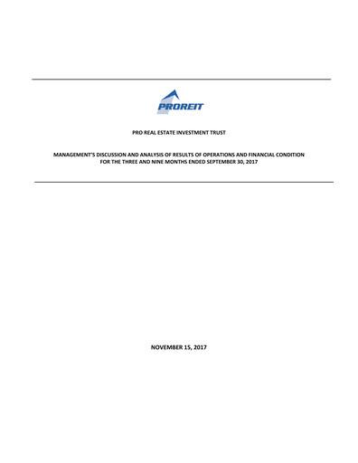 Thumbnail Pro Real Estate Investment Trust Quarterly Report 2017-q3