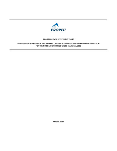 Thumbnail Pro Real Estate Investment Trust Quarterly Report 2019-q1