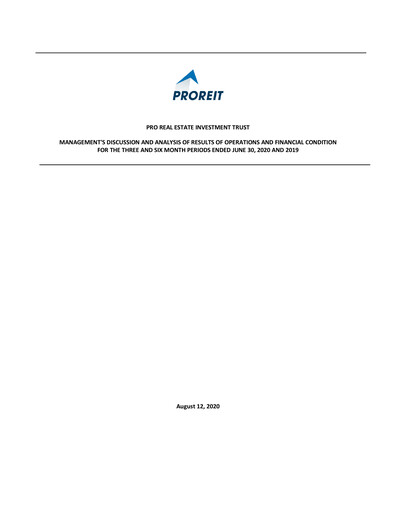 Thumbnail Pro Real Estate Investment Trust Quarterly Report 2020-q2