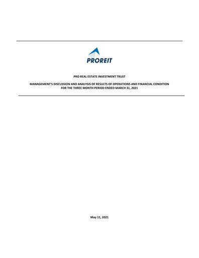 Thumbnail Pro Real Estate Investment Trust Quarterly Report 2021-q1