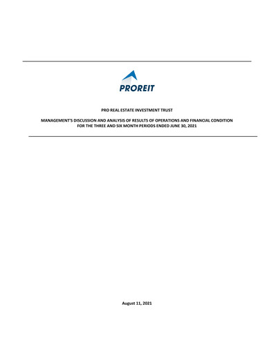 Thumbnail Pro Real Estate Investment Trust Quarterly Report 2021-q2