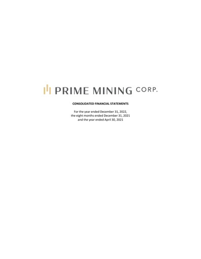 Thumbnail Prime Mining Corp. Financial Statement 2022