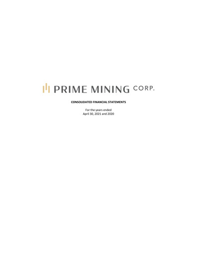 Thumbnail Prime Mining Corp. Financial Statement fy2021