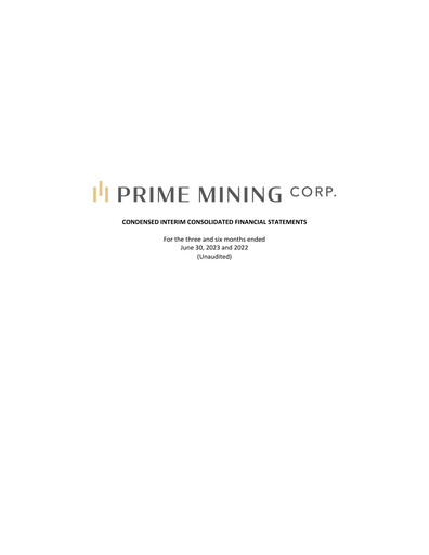 Thumbnail Prime Mining Corp. Quarterly Report 2023-q2