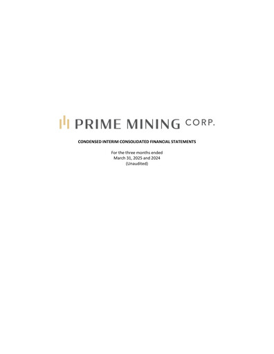 Thumbnail Prime Mining Corp. Quarterly Report 2025-q1