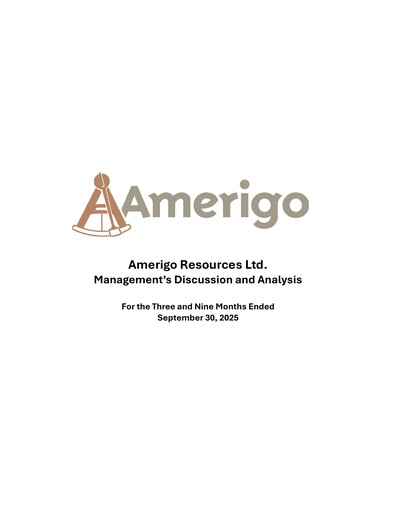 Miniature Amerigo Resources Rapport trimestriel 2025-q3