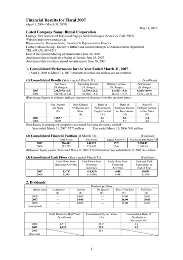 Thumbnail Rinnai Corporation Financial Statement fy2007