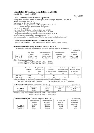 Thumbnail Rinnai Corporation Financial Statement fy2015