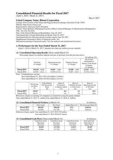 Thumbnail Rinnai Corporation Financial Statement fy2017