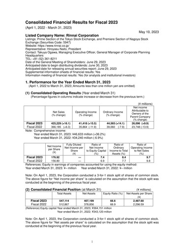 Thumbnail Rinnai Corporation Financial Statement fy2023